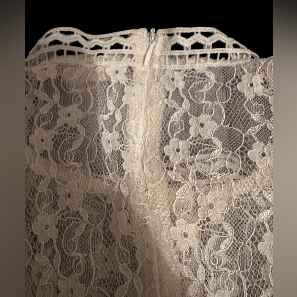 Rebellion Floral Lace Blouse - Victorian High Neck & Guipure Trim - Cream Sz L - Picture 5 of 6